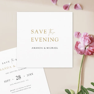 Save The Date Enregistrer le soir Elegant minimaliste Or moderne