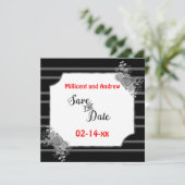 Save The Date Enregistrer le texte personnalisé Texte noir et bl (Debout devant)