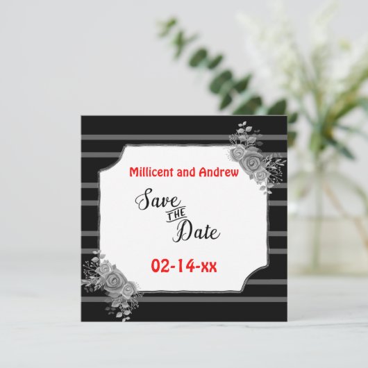 Save The Date Enregistrer le texte personnalisé Texte noir et bl (Debout devant)