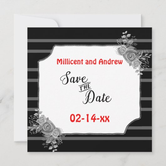 Save The Date Enregistrer le texte personnalisé Texte noir et bl (Devant)