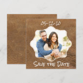 Save The Date Enregistrer le thème Date en cuir (Devant / Derrière)