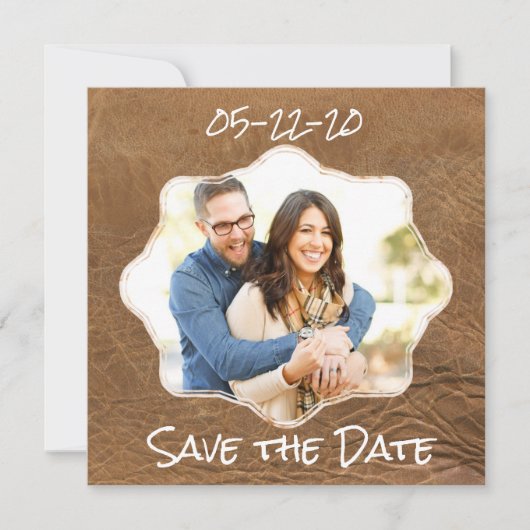 Save The Date Enregistrer le thème Date en cuir (Devant)
