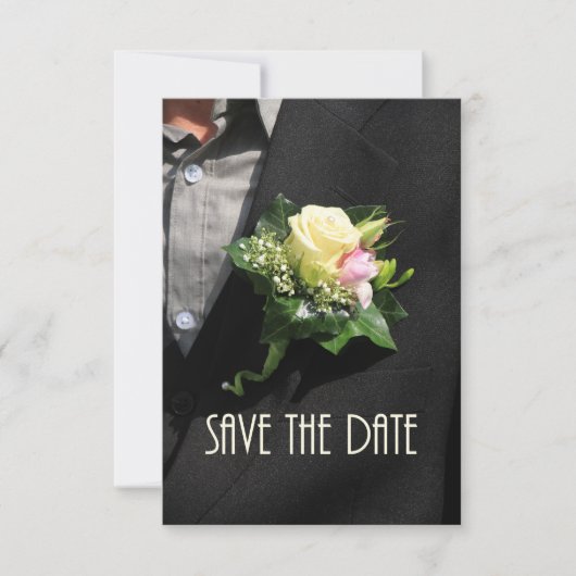 Save The Date Enregistrer les mariés de date Boutonniere (Devant)
