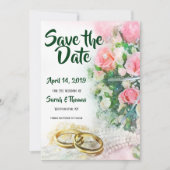 Save The Date Enregistrer les roses roses roses avec des bandes  (Devant)