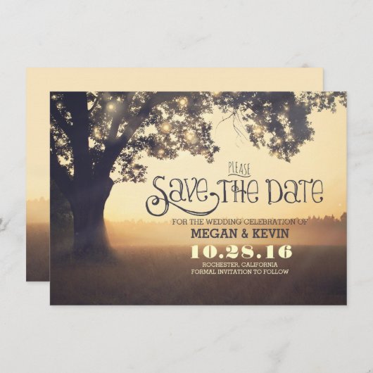 Save The Date Enregistrer l'invitation à la date avec l'arbre et (Devant / Derrière)