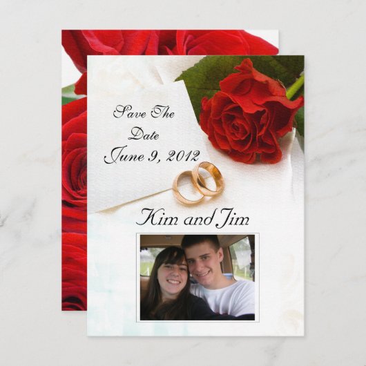Save The Date Enregistrer l'invitation Date rouge rose (Devant / Derrière)