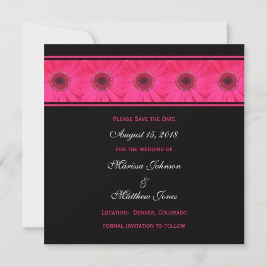 Save The Date Enregistrer l'invitation de date — Gerbera rose Da (Devant)