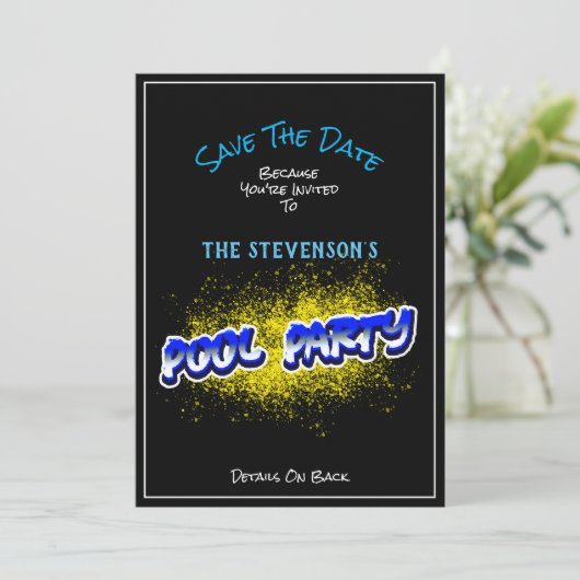Save The Date Enregistrer l'invitation de la fête du pool de dat (Debout devant)