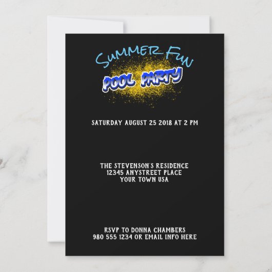 Save The Date Enregistrer l'invitation de la fête du pool de dat (Dos)
