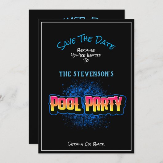 Save The Date Enregistrer l'invitation du groupe de dates noir (Devant / Derrière)