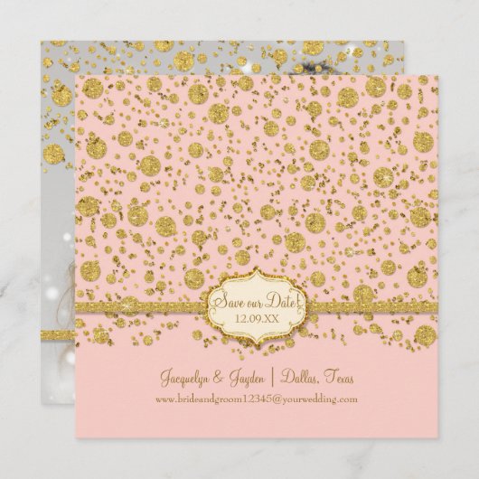 Save The Date Enregistrer notre date Gold Leaf Parties scintilla (Devant / Derrière)
