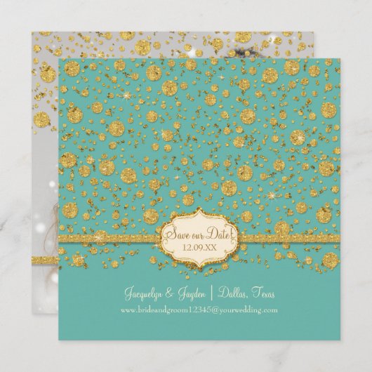 Save The Date Enregistrer notre date Gold Leaf Parties scintilla (Devant / Derrière)