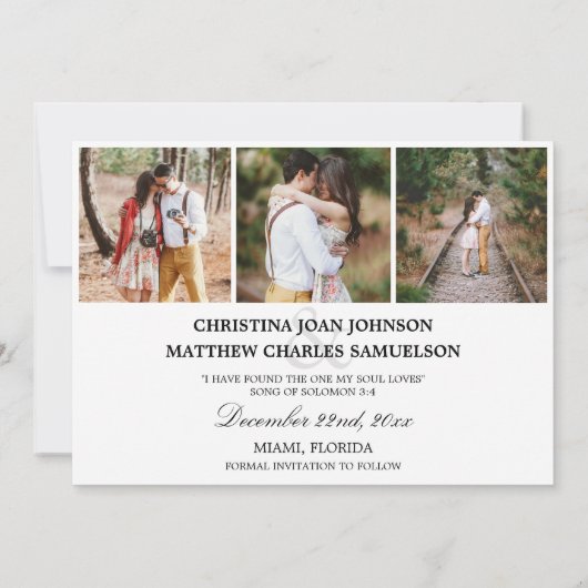 Save The Date ENREGISTRER NOTRE DATE Mariage 4 PHOTOS Collage Bl (Dos)