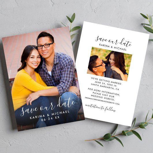 Save The Date Enregistrer Notre Date Modern manuscrit Script Pho