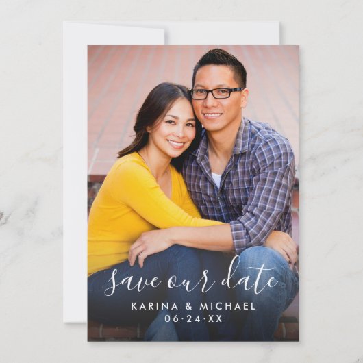 Save The Date Enregistrer Notre Date Modern manuscrit Script Pho (Devant)
