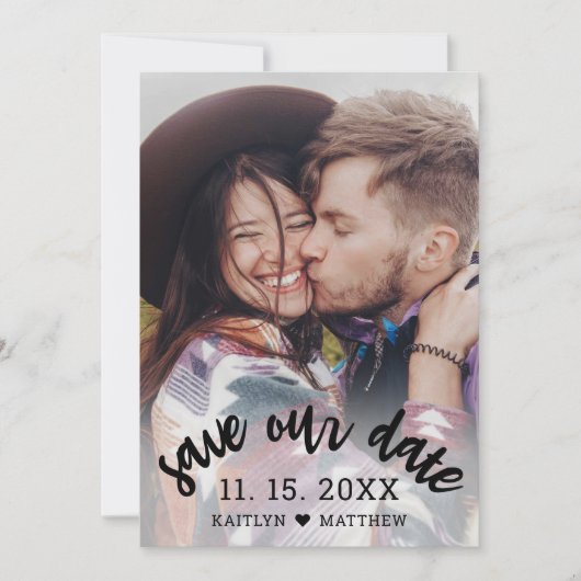 Save The Date Enregistrer notre photo Mariage de script moderne (Devant)