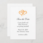 Save The Date Enregistrez la date avec des coeurs orange simples (Devant / Derrière)