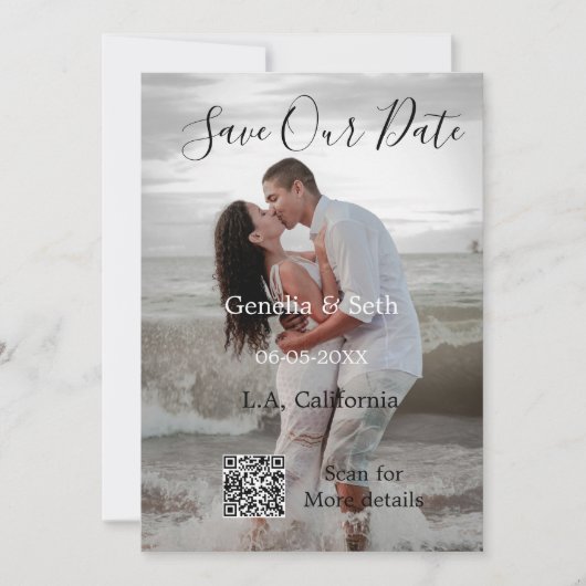 Save The Date Enregistrez la date code QR simple minimal détails (Devant)