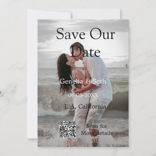Save The Date Enregistrez la date code QR simple minimal détails (Devant)