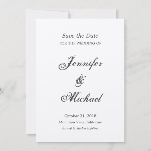 Save The Date Enregistrez la date d'écriture de mariage unique c (Devant)
