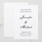 Save The Date Enregistrez la date d'écriture de mariage unique c (Devant / Derrière)