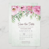 Save The Date Enregistrez la date Fleurs Mariage Verdure Calendr (Devant / Derrière)