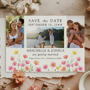 Save The Date Ensemble de photos de mariage floral rose orange