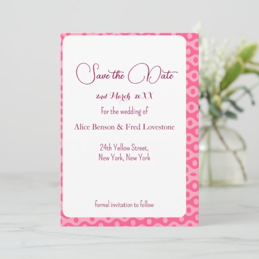 Save The Date Entièrement Personnalisable Avec Vos Détails Motif (Debout devant)