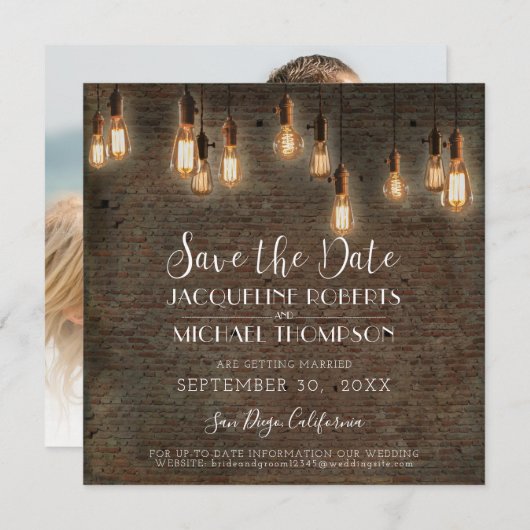 Save The Date Entrepôt industriel en briques avec éclairage Edis (Devant / Derrière)