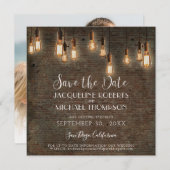 Save The Date Entrepôt industriel en briques de style Edison vin (Devant / Derrière)
