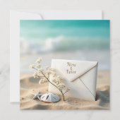 Save The Date Enveloppe de mariage sur la plage dans le sable (Devant)