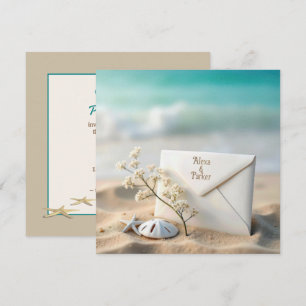Save The Date Enveloppe de mariage sur la plage dans le sable