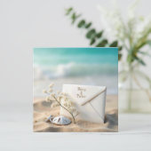 Save The Date Enveloppe Mariage Plage Dans Le Sable (Debout devant)