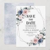 Save The Date Épargne de mariage géométrique Eucalyptus Mauve Bl (Devant / Derrière)