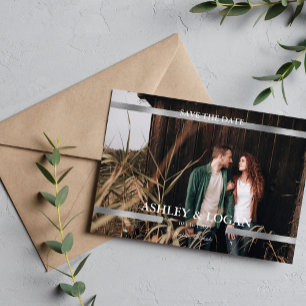 Save The Date Épargnez la date de mariage moderne imprimée argen