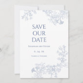 Save The Date Épargnez la date floral bleu clair (Devant)