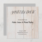 Save The Date Épargnez la date Mariage Professionnel Bois Classi (Devant / Derrière)