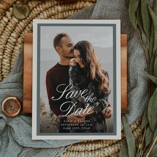 Save The Date Épicéa Fumé | Mariage Photo Classique Script