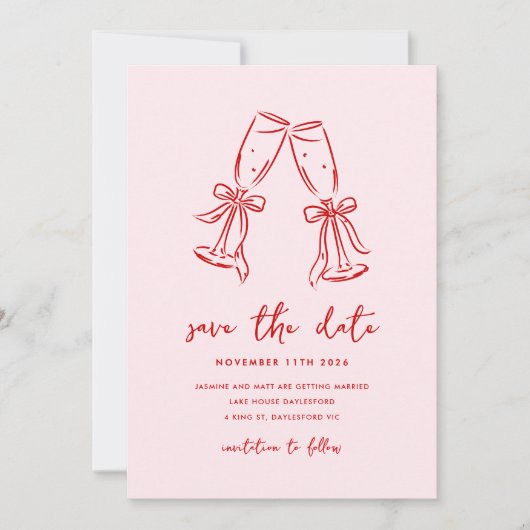 Save The Date Épingle de date de mariage minimale dessinée à la (Devant)