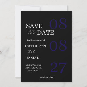 Save The Date Épingle Moderne Minimaliste Noir Mat Épargnez La D
