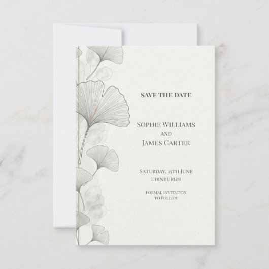 Save The Date Épinglez la date de votre mariage avec Minimal Gre (Devant)
