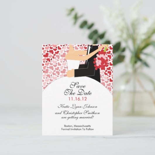 Save The Date Épouse Coeur & Salle Enregistrer L'Invitation Date (Debout devant)