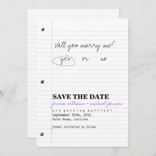 Save The Date Épouses du lycée Enregistrer la date (Devant / Derrière)