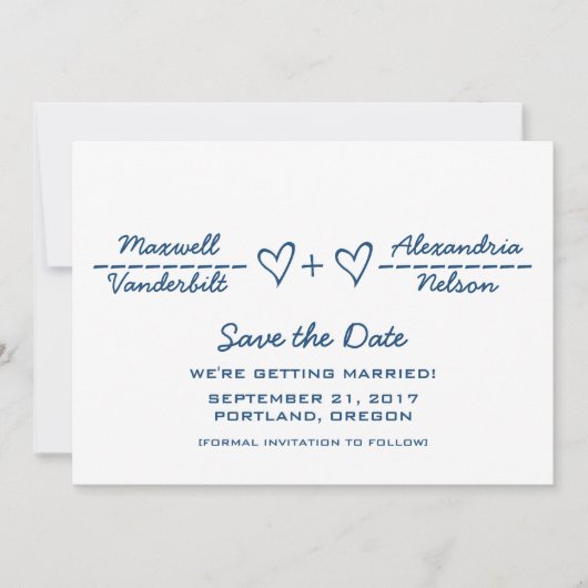 Save The Date Équation Coeur Bleu Enregistrer l'Invitation Date (Devant)