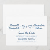 Save The Date Équation Coeur Bleu Enregistrer l'Invitation Date (Devant / Derrière)