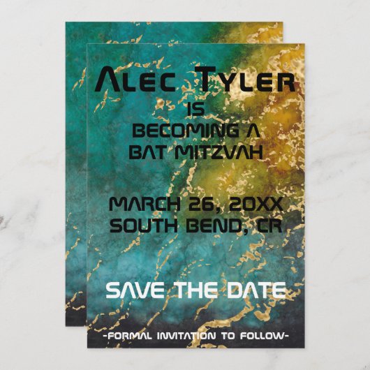 Save The Date Espace Bat mitzvah À Barre BM Enregistrer La Date (Devant / Derrière)