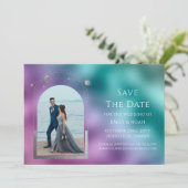 Save The Date Espace d'astronomie cosmique Turquoise violet arge (Debout devant)