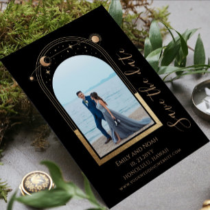 Save The Date Espace mystique Black Gold Sun Moon Star