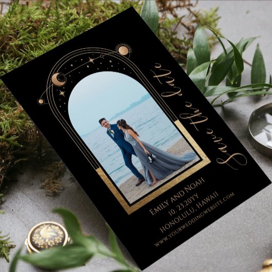 Save The Date Espace mystique Black Gold Sun Moon Star