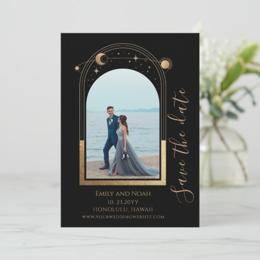 Save The Date Espace mystique Black Gold Sun Moon Star (Debout devant)